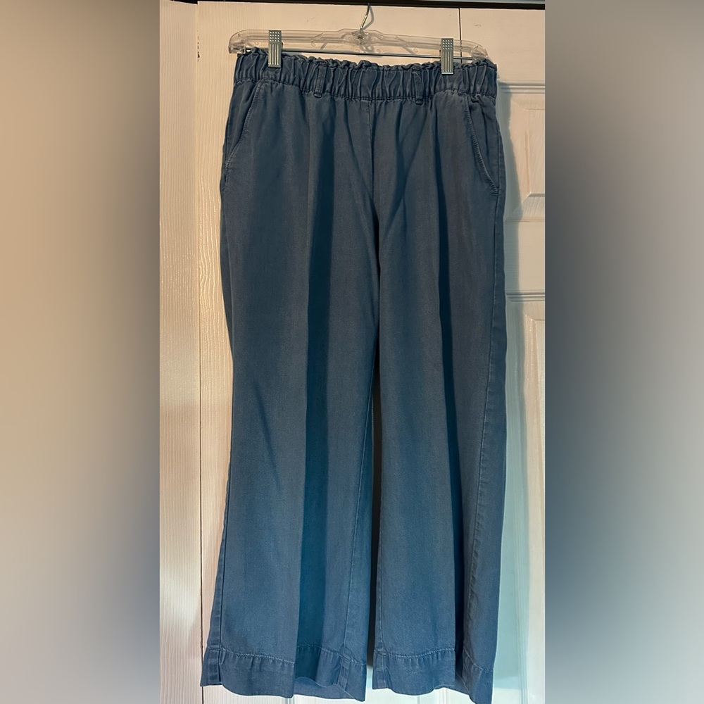 Loft chambray wide leg crop pants
